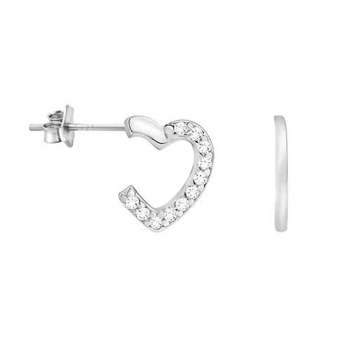 SOFIA MILANI - Damen Ohrringe 925 Silber - mit Zirkonia Steinen - Herzen Ohrstecker - E1199
