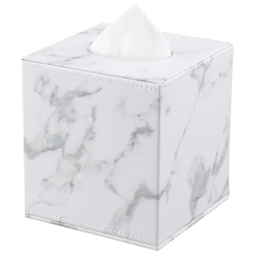 KINGFOM Leder Quadratisch Kosmetiktücherbox (Marmor)