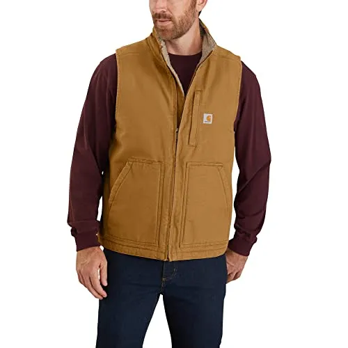 Carhartt® WASHED DUCK LINED MOCK NECK VEST 104277 in braun von Carhartt