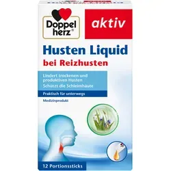 Doppelherz Husten Liquid 12 ST - Praktische Portionssticks für die Anwendung bei Reizhusten. Mit pflanzlichen Extrakten und Honig für einen angenehmen Geschmack. Ideal zur Unterstützung der Atemwege.