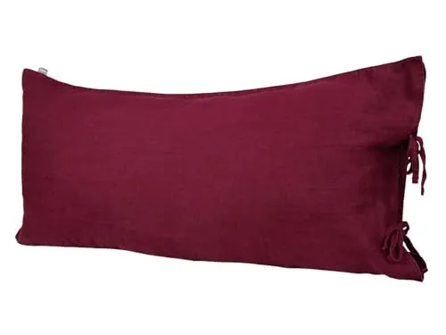 beties Leinen Kissenbezug ca. 40x80 cm 100% Leinen Stone-Washed Kopfkissenbezug mit Hotelverschluss (Merlot-rot)