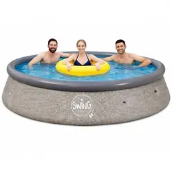 HAF Swing Quick-Up Pool grau (Ø 366 x 91 cm) – Selbsttragender Gartenpool für die ganze Familie