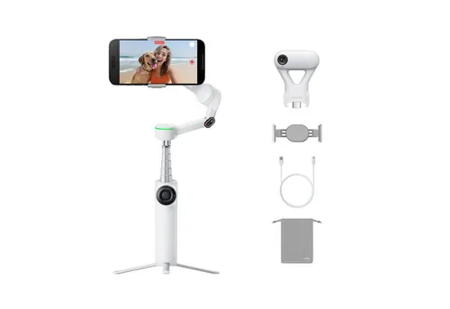 INSTA360 Flow 2 Pro AI Tracker Bundle Summit White - Kamerastabilisator mit KI-Tracking - Kamerastabilisator und -stützen, bietet präzises KI-Tracking für atemberaubende Aufnahmen und kreative Freiheit.