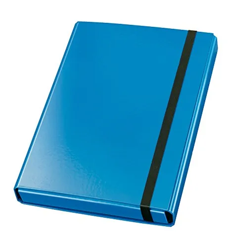 Veloflex Heftbox 4443351 - Praktische A4 Heftbox in Hellblau - Kartons für Hefte und Dokumente bis A4, mit seitlicher Öffnung und Gummizugverschluss für sicheren Halt.