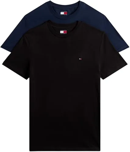 Tommy Jeans Herren T-Shirts 2er Pack Kurzarm Xslim Jersey - T-Shirts für Herren, aus 100% Baumwolle, angenehm im Tragekomfort und im minimalistischen Design, perfekt für Freizeitlooks und als Geschenk geeignet.