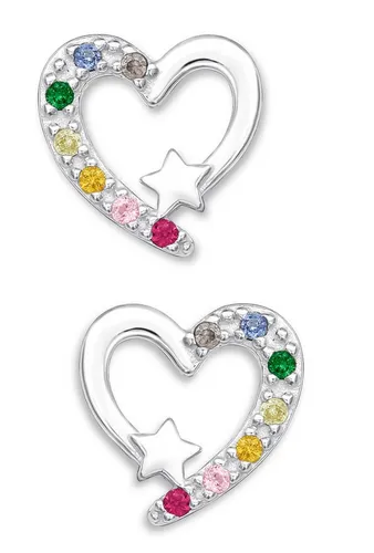 Limana Paar Ohrstecker Kinder Mädchen Damen Ohrringe echt 925 Sterling Silber Stern Herz, Kinderohrringe Mädchenohrringe Kinderschmuck Kinder Geschenk