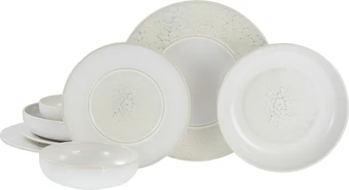 CreaTable Unico Toscania Tellerset 8-tlg Steinzeug in beige von CreaTable
