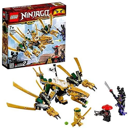 LEGO 70666 NINJAGO Goldener Drache mit Actionfiguren - Bauklötze & Bausteine - Spannendes Action-Spielzeug mit 3 Minifiguren, beweglichen Flügeln und Shooter im Maul für aufregende Ninja-Abenteuer.