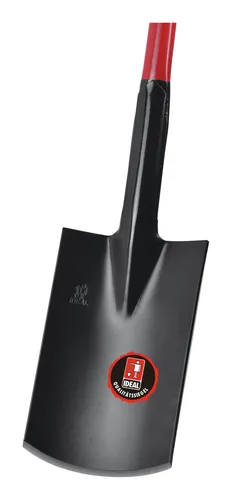 IDEAL Idealspaten 13010277 - Kraftspaten mit pulverbeschichtetem Blatt, ideal für Rodungsarbeiten und Hebelwerkzeug, Hartholzknauf in rot schwarz