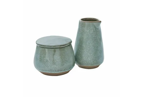 Mirabeau Geschirr-Set Zuckerdose und Milchkännchen Biarré türkis/braun, Steinzeug