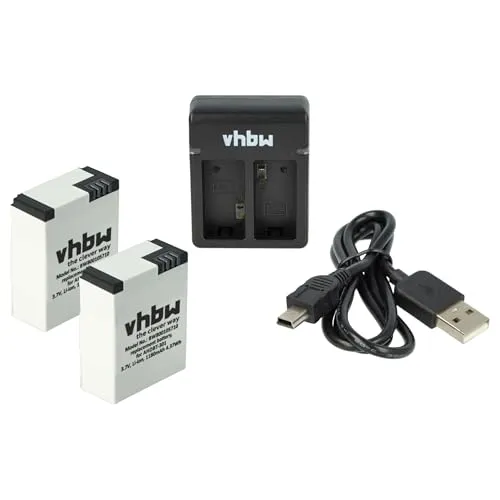 vhbw Ladezubehör-Set kompatibel mit GoPro Hero 3 Black Edition, CHDHN-301, CHDHX-301 Action-Cam - 2X Akku + Dual-Ladegerät