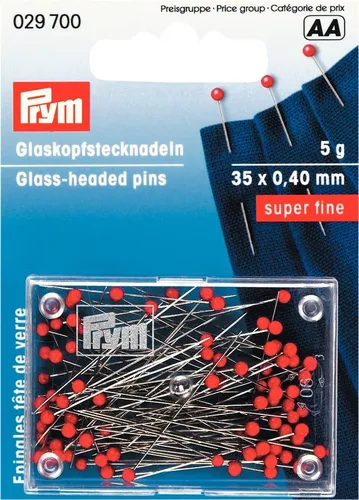 Prym Glaskopfstecknadeln super fein SF 0,40 x 35 mm rot 1.58 EUR/Gramm