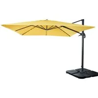 Gastronomie-Ampelschirm MCW-A96 3x3m - Sonnenschirm mit 4,3 m Spannweite, stabiler Alu-/Stahl-Konstruktion und praktischem Kurbelmechanismus, ideal für Gastronomie und Balkon.