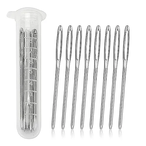 Stopfnadeln mit Großem Öhr - 20 Stück Nähnadeln für Wolle und Leder - Nähnadeln für Handwerk, gefertigt aus robustem Edelstahl mit großem Öhr für einfaches Fädeln von dicken und feinen Garnen. Ideal für Nähprojekte und handliche Aufbewahrung.