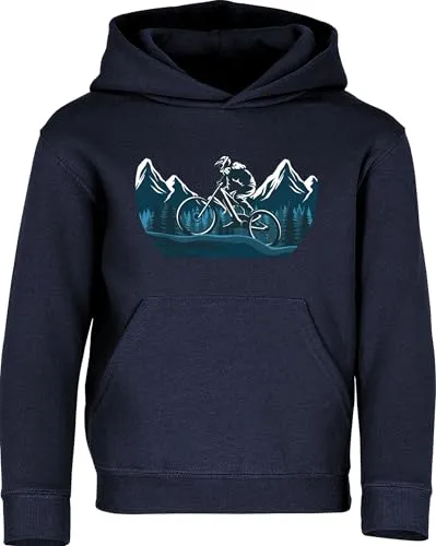 Baddery Fahrrad Pullover Kinder: Mountain Ride - Sport Hoodie für Jungen und Mädchen - Kapuzenpullover für Jungen, ideal für Mountainbike-Abenteuer. Hochwertiger Druck und OEKO-TEX zertifiziert, garantiert langlebig und farbintensiv. Perfekt für aktive Kinder!