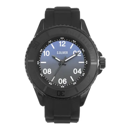 s.Oliver SO-4257-PQ Damenuhr - Elegante Damenuhr von s.Oliver, mit stylischem schwarzen Kunststoff-Gehäuse, perfekt für jeden Anlass.