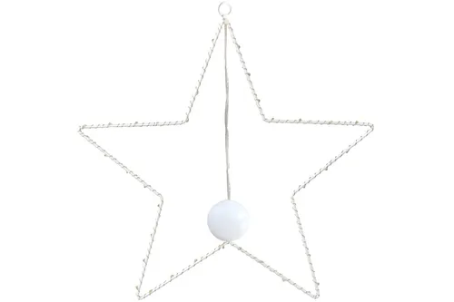 X-MAS Metallstern weiss 40 cm 30 LED mit Saugnapf Timerfunktion warmweiß Deko