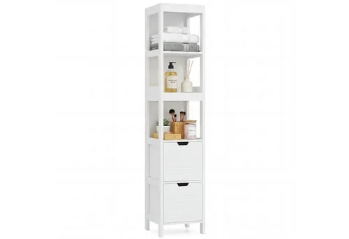 Badschrank Hochschrank Holz Badregal Weiß