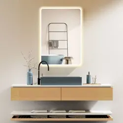 HOKO Badspiegel 70x100cm mit Rahmen+Touch Schalter+Licht Wechsel Warmweiß-Kaltweiß-Neutral Licht mit Touch Schalter und mit Wandschalter einschal... - Weiß