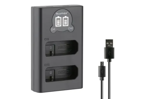 Blumax Dual LCD Ladegerät, für Nikon EN-EL14 USB-C Kamera-Ladegerät
