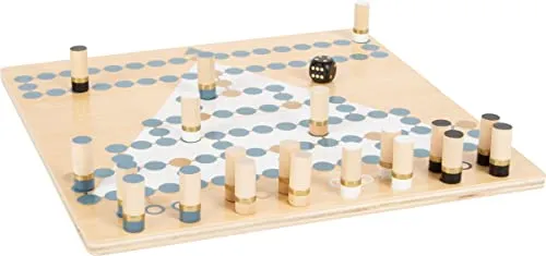 small foot Barrikade und Halma - Gold Edition 286996 - Gesellschaftsspiel mit 2-in-1-Funktion, stilvolles Design in Gold und Rauchblau, ideal für Spielabende mit Familie und Freunden.