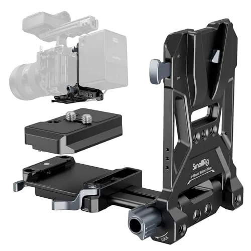 SMALLRIG V-Mount Battery Plate, V-Lock-Akku-Montageplatte mit doppelter Schnellwechselplatte für Arca-Swiss, kompakte und faltbare L-förmige V-Mount-Akkuplatte für DSLR-Kamera, Gimbals, Stativ – 4064B