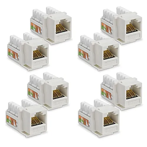 8X CAT6 Keystone RJ45 Modul Buchse 250 MHz werkzeuglos Kupplung Netzwerkkabel Einbaubuchse für Verlegekabel Patchpanel Netzwerkdose