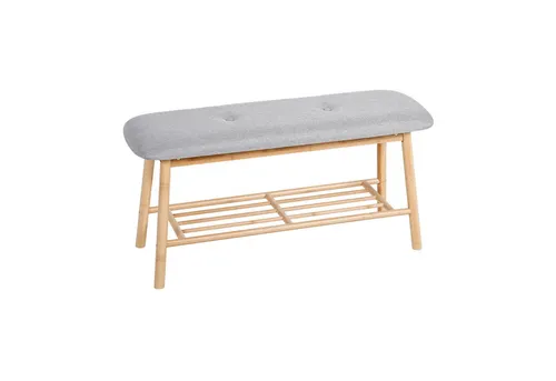 axentia Sitzbank aus Bambus mit Ablage 133094 - Stilvolle Sitzbank mit bequemem Sitzpolster und praktischer Ablage für Schuhe – ideal für Flur oder Schlafzimmer, mit natürlicher Holzoptik und max. Belastbarkeit von 110 kg.