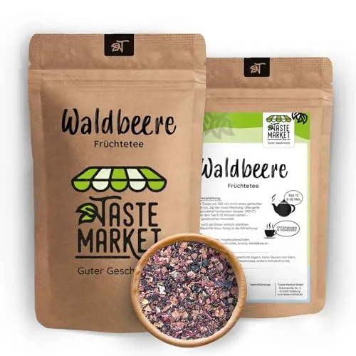 Waldbeere Früchtetee lose – 200 g – Aromatischer Tee mit Apfel, Hibiskus, Hagebutte & Beeren – Früchtetee ohne Teebeutel – Waldfrucht Tee – heiß & kalt genießen