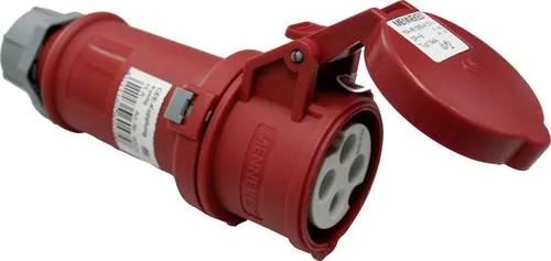CEE Kupplung 400V/16A/4-polig - Starkstrom Kupplung mit Schraubkontakt für Leistungsanschluss - Stromkupplung Schlagfest - Spritzwassergeschützt IP44 - Rot/Grau, 60575
