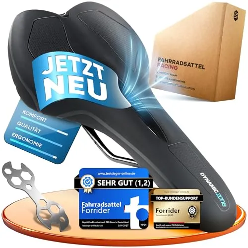 Forrider Fahrradsattel Ergonomisch, Memory Foam und Innovative Federung maximalen Fahrkomfort bequem & weich |2025|für E-Bike und Fahrrad | Sattel für Damen & Herren City/MTB/Rennrad/Trekking (Racing)