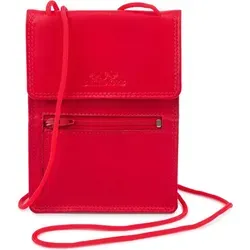 Reiseetui, Nackentasche, Dokumententasche, Leder, rot - Rot