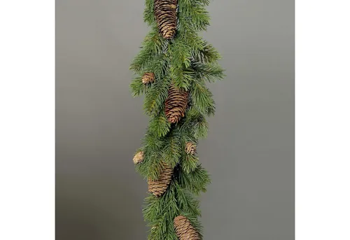 Winterliche Kunstpflanze Tannengirlande aus Kunststoff mit echten Zapfen künstliche Girlande, mucPlants