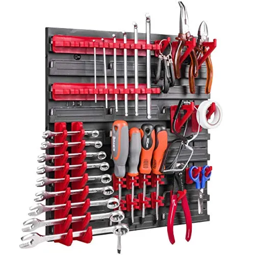 botle Lagersystem Wandregal 39x39 cm, Werkzeughalterungen, Schüttenregal Sichtlagerkästen, Extra Starke Wandplatten, Regal Erweiterbar, Werkstattregal Lagerregal Werkstattwandregal Steckregal