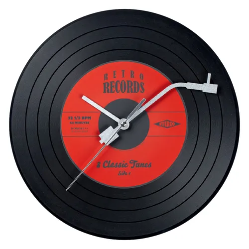 Design Schallplattenuhr Wanduhr 30 cm geräuscharm Retro Musik
