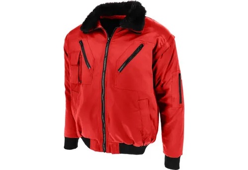 teXXor Piloten Oslo Arbeitsjacke mit abnehmbaren Ärmeln, M, rot - 4-in-1 Arbeitsjacke mit abnehmbaren Ärmeln und Kragen, herausnehmbarer Faserpelz-Innenweste und 6 praktischen Taschen – ideal für wechselhaftes Wetter und optimale Funktionalität.