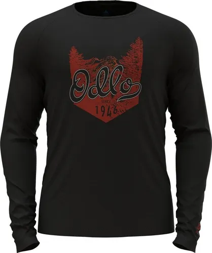 Odlo Longsleeve T-shirt crew neck l/s MERINO 2 - Vielseitiges Langarmshirt aus natürlicher Merinowolle mit stylischem Waldprint. Ideal für Komfort und Wärme in der Freizeit. Perfekt für aktive Tage und entspannte Momente.