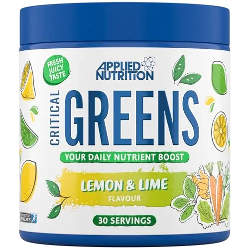 Applied Nutrition Critical Greens – Super Greens Pulver, Immunsystem Stärken – Superfood Nährstoffe, Veganes Moringa Pulver (150 g – 30 Portionen) (Lemon & Lime)