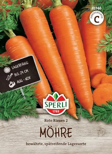 Sperli Möhrensamen Rote Riesen 2 - Hochwertige Samen für Garten & Balkon, Lagerfähige & Gefriergeeignete Möhren, Vielseitige Gemüsesamen für Gemüsebeet & Gemüseanbau, Inkl. Pastinakensamen