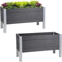 Hochbeet Pflanzkübel 100 Liter Holzoptik grau 98x40x59 cm