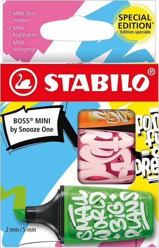 STABILO BOSS MINI by snooze one 3er Etui grün, pink, orange,