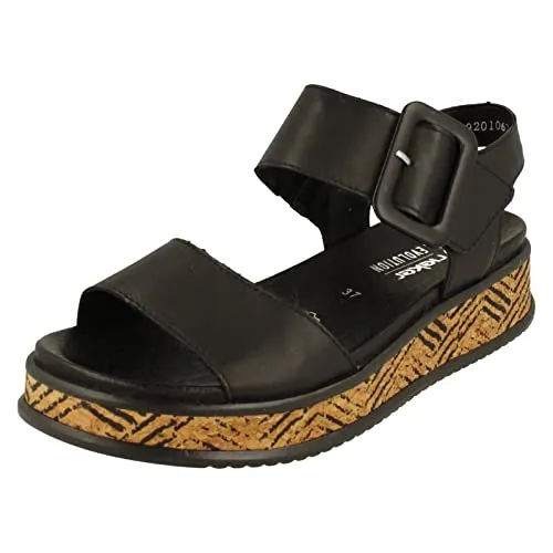 Rieker Mode Damen Sandalen 41 EU Schwarz - Wanderschuhe aus hochwertigem Leder mit bequemer 4 cm Absatzhöhe, ideal für lange Spaziergänge und den Sommer.