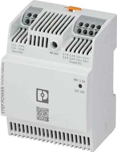 Phoenix Contact 1285035 Hutschienen-Netzteil 48V DC - Netzteil für Hutschienenmontage, liefert 48 V DC mit 2.5 A und 120 W, ideal für industrielle Anwendungen und zuverlässige Stromversorgung.