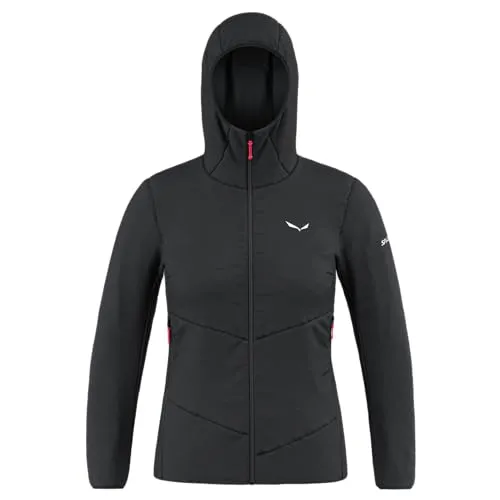 Salewa Puez Catinaccio 2 TirolWool® Hooded Jacket für Damen, Schwarz, S - Funktionsjacke mit wasserabweisender Isolierung, ideal für alpine Winteraktivitäten. Wattierte Kapuze und praktische Innenliegende Brusttasche für zusätzlichen Komfort.