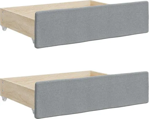 vidaXL Bettschubladen 2 Stk. Hellgrau - Bettenzubehör mit zusätzlichem Stauraum, ideal für dein Schlafzimmer. Langlebige Holzwerkstoff-Schubladen mit atmungsaktivem Stoffbezug und leichtgängigen Rollen für müheloses Öffnen.