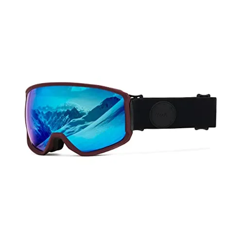 IMX RACING Peak Skibrille Snowboardbrille | Dreilagiger Schwamm | DualLens | Kratzfest Anti Fog und UV Beschichtung | Breitband mit Silikondruck