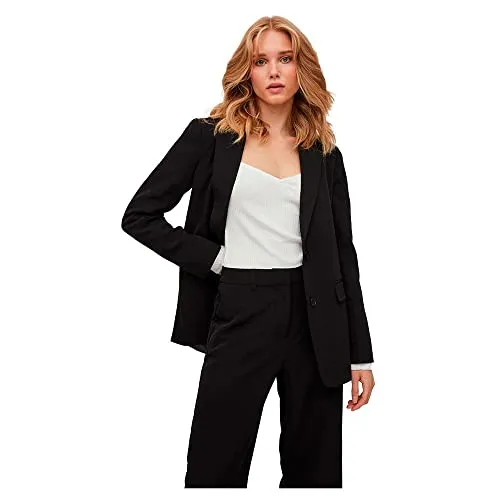 Vila Damen Vikamma Loose Blazer, Schwarz - Eleganter Klassiker - Blazer für Damen mit normaler Passform, Schulterpolstern und praktischen Fronttaschen - perfekt für vielseitige Outfits.
