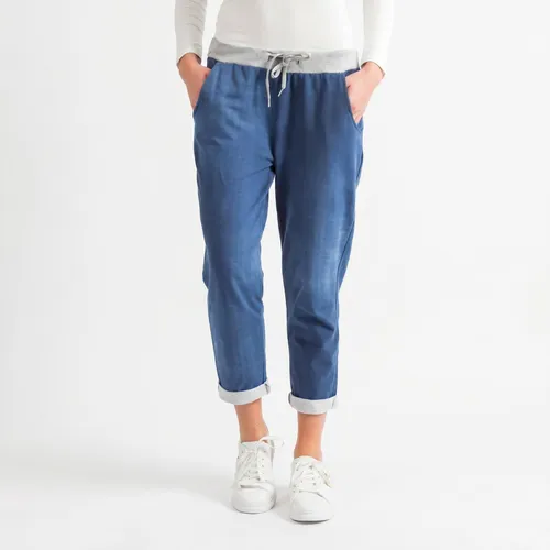 Damen Jogginghose Baumwolle Sporthose Stretch Freizeithose Sommer, Boyfriend Style 95% Baumwolle & Stretch, Print Sweathose Edelheld Gr.36-38