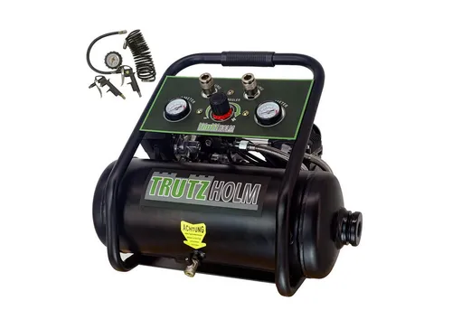 TRUTZHOLM Premium Flüsterkompressor 9 L - Leiser Brushless Kompressor mit 9 L Tank, ideal für mobile Druckluftarbeiten. Wartungsfrei und korrosionsgeschützt, perfekt für Werkstatt und Garage.