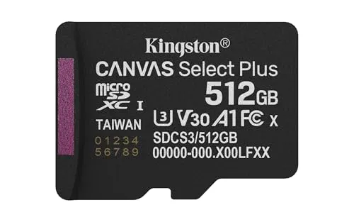 Canvas Select Plus 512 GB MicroSDXC Speicherkarte - Speicherkarten mit 512 GB Kapazität, UHS-I U3 für hohe Geschwindigkeiten bis zu 150 MB/s, ideal für 4K-Videoaufnahmen und schnelle Datenübertragungen.